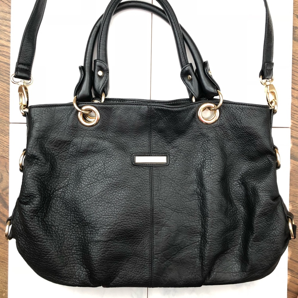 JK /Joseph Katz Black Leather Tote